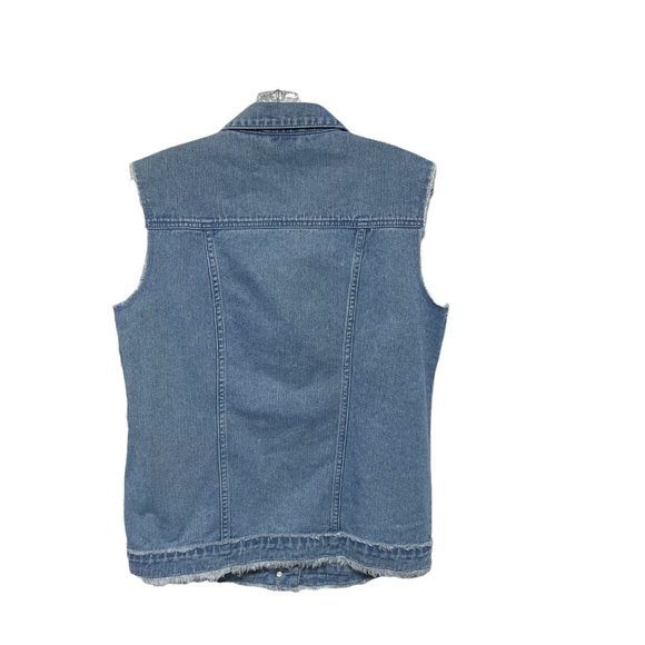 Santa Small Fe Fray Hem Decal Denim Vest NEW WITH TAGS - Picture 5 of 6